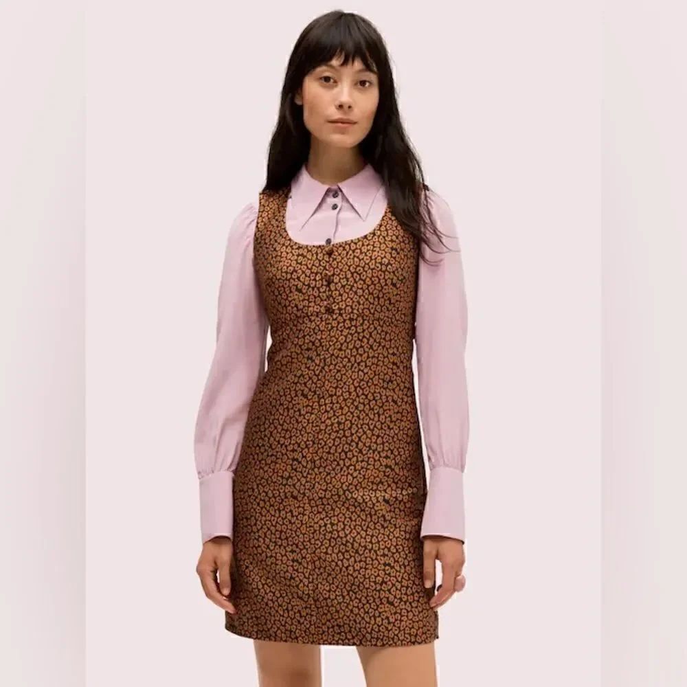 KATE SPADE- Women’s Flora Leopard Jacquard Sleeveless Pocket Dress, Size 8